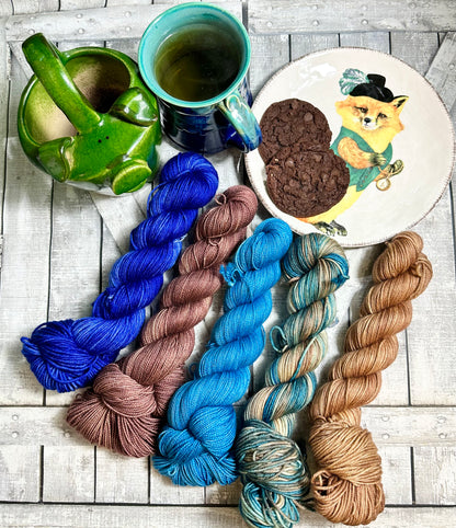 TEA AT MIDNIGHT from The Cottage Brew Collection, Hand Dyed Superwash Merino Yarn,Toad Hollow Yarns