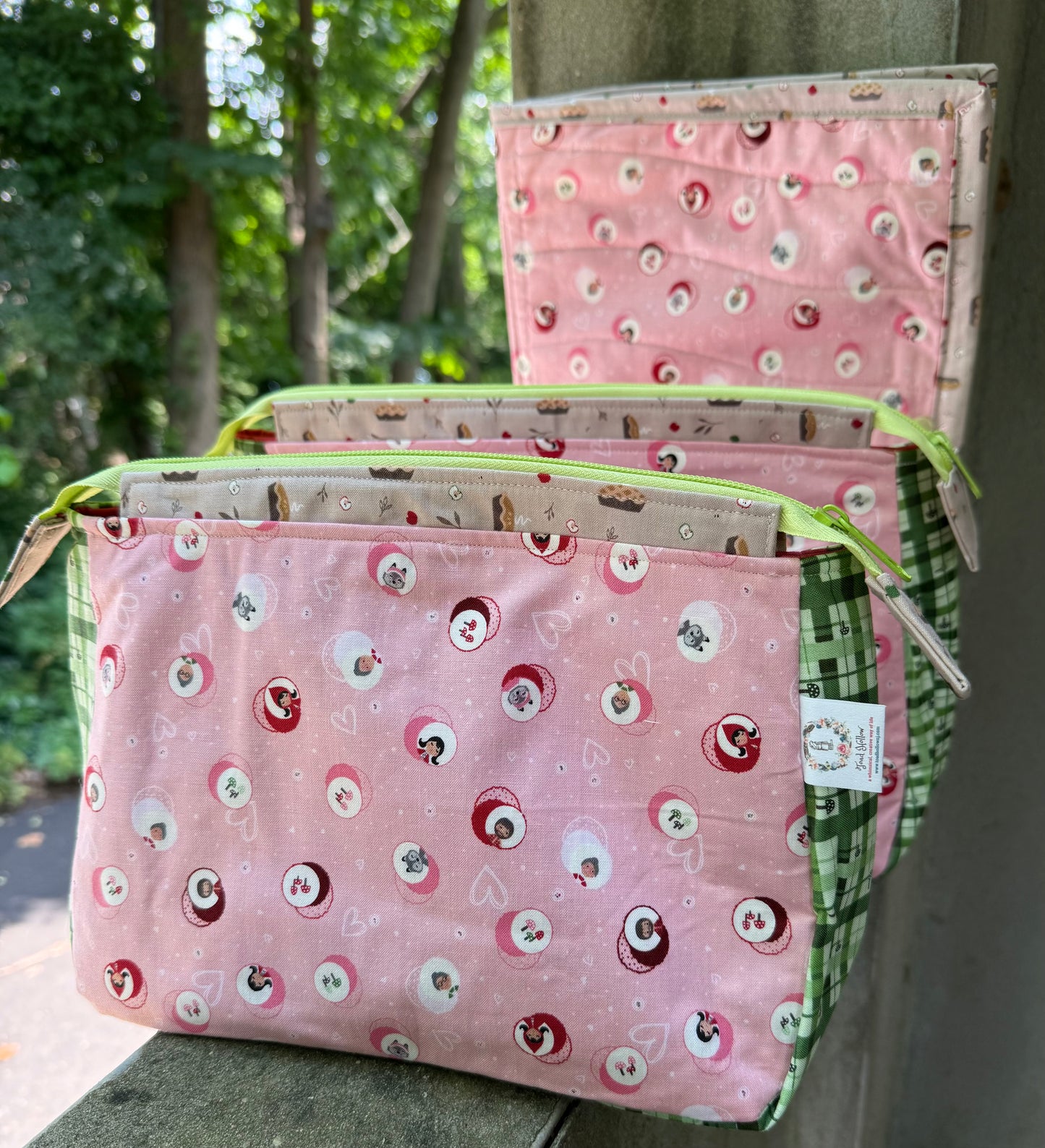PINK CIRCLES RED RIDING HOOD Project Bags - Toad Hollow Bags