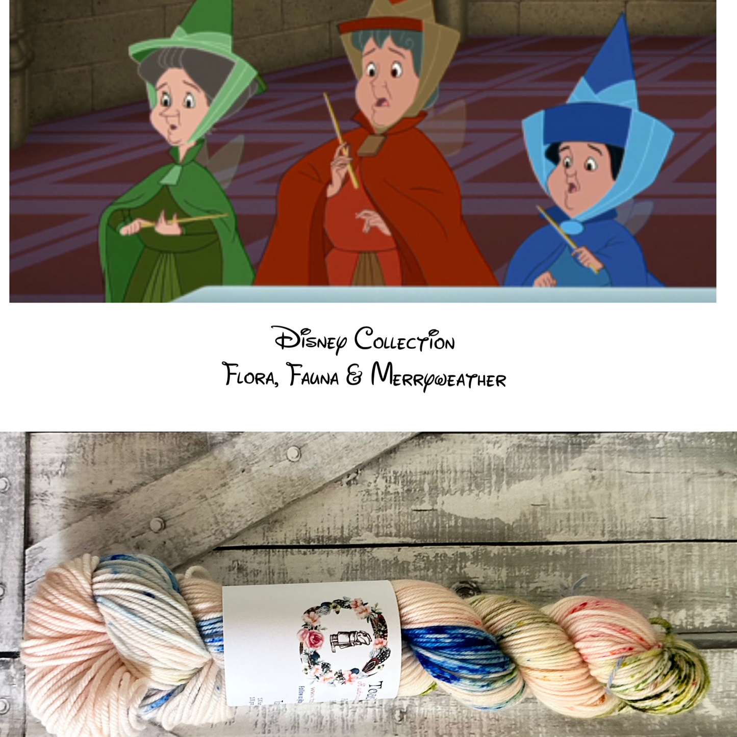 Flora, Fauna & Merryweather - APRIL DISNEY YARN OF THE MONTH CLUB, Hand Dyed Superwash Merino Yarn,Toad Hollow Yarns