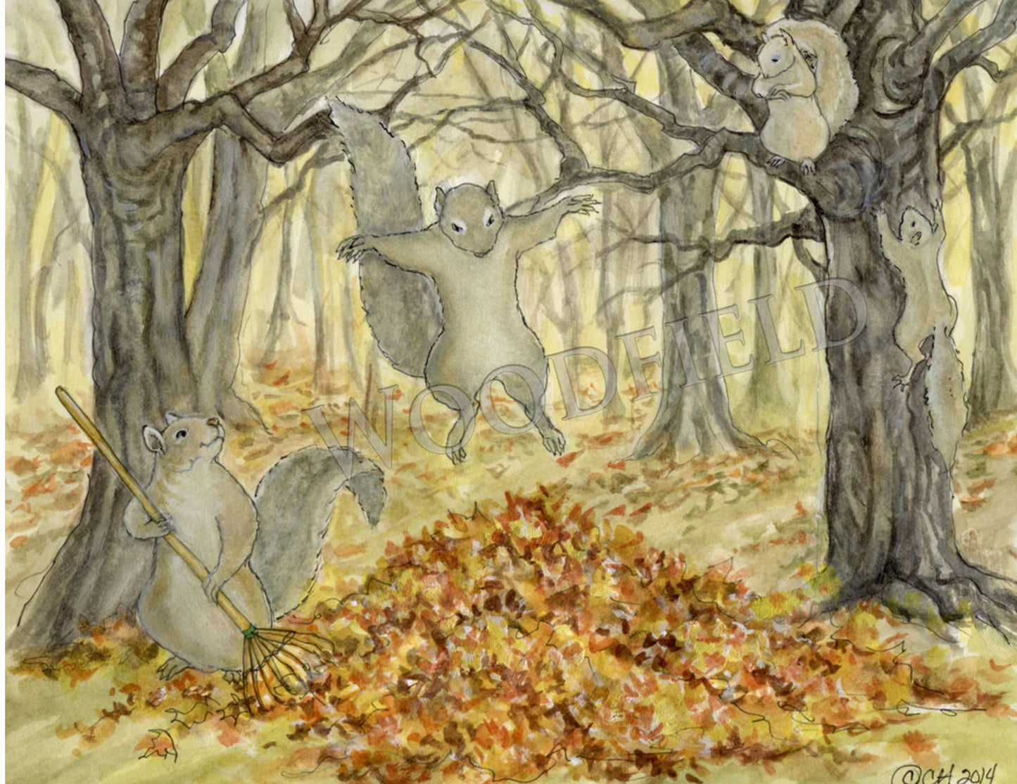 LEAF PILE PRINT by Woodfield Press, The Olde Curiosity Shoppe, Toad Hollow
