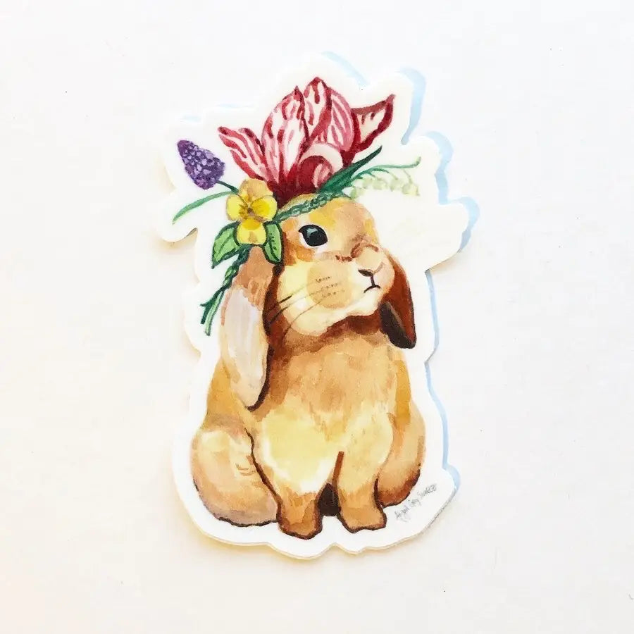 BUNNY IN FLOWERS Vinyl Sticker