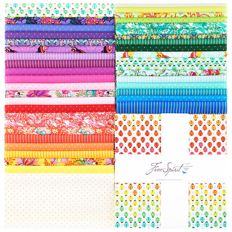TULA PINK TINY BEASTS & TRUE COLORS 10” Squares, 100% Cotton, Toad Hollow Fabrics