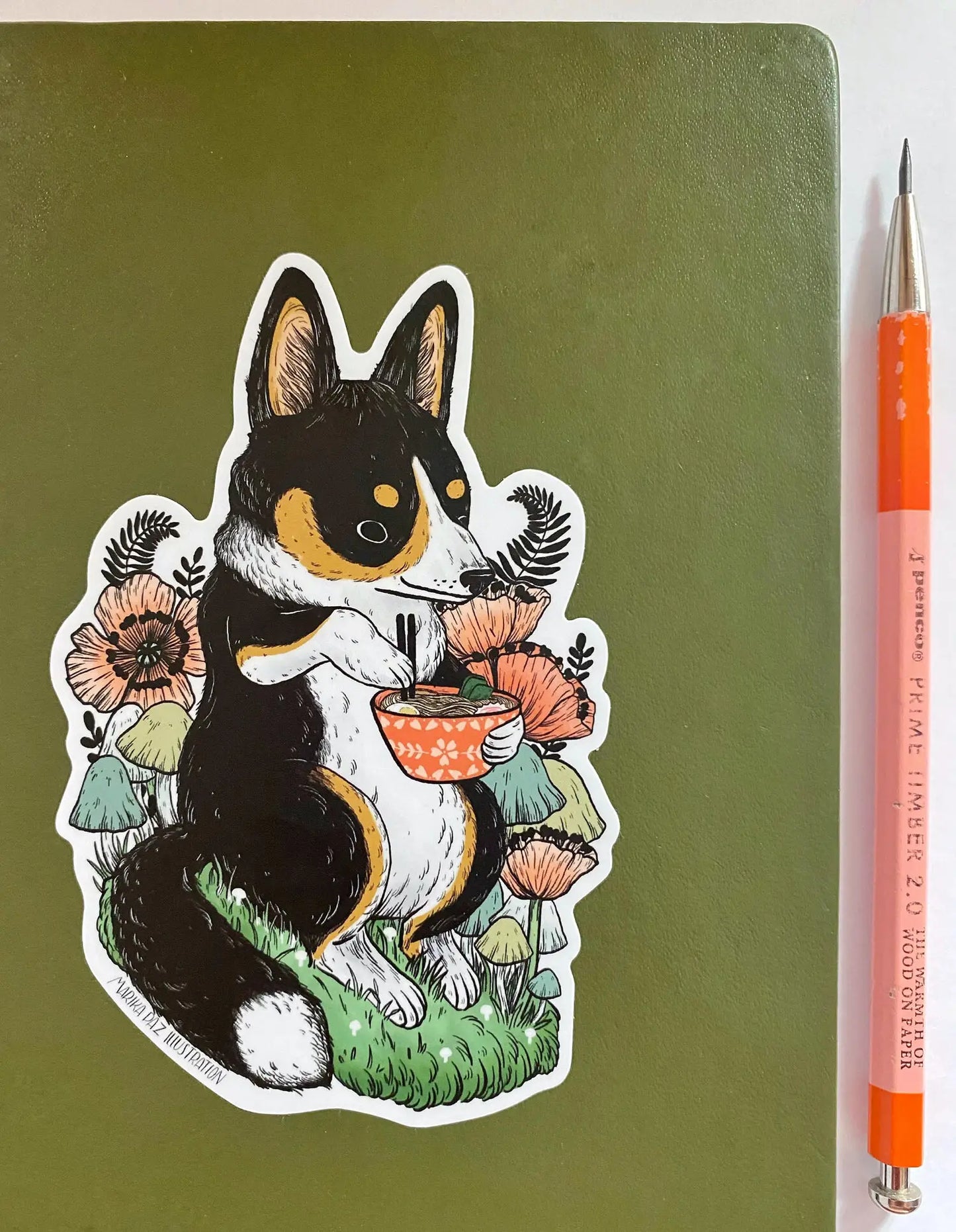 CORGI RAMEN Vinyl Sticker