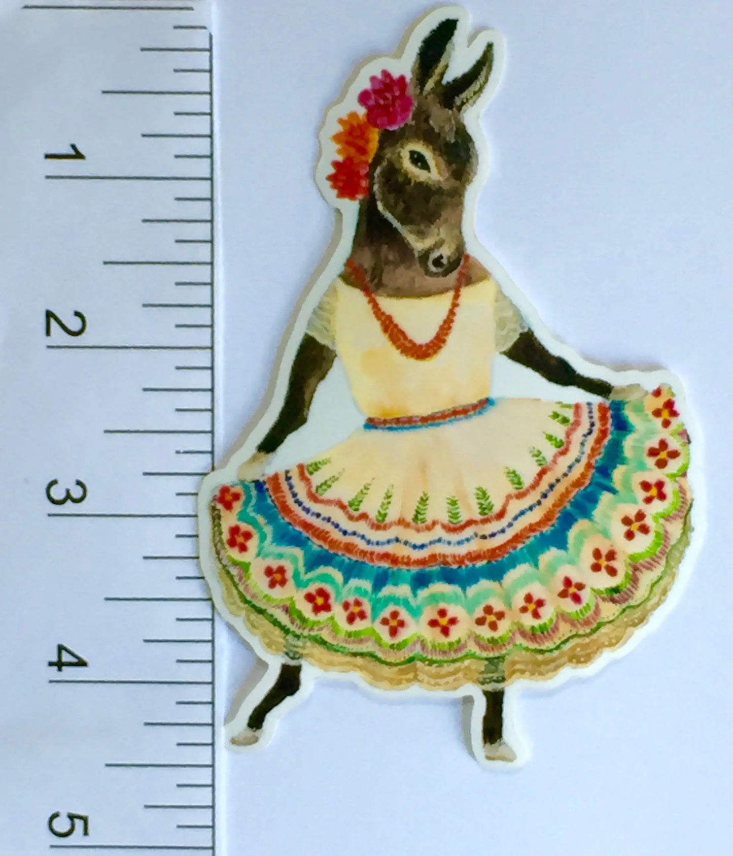 DANCING DONKEY vinyl sticker, Jahna Vashti artist, The Olde Curiosity Shoppe