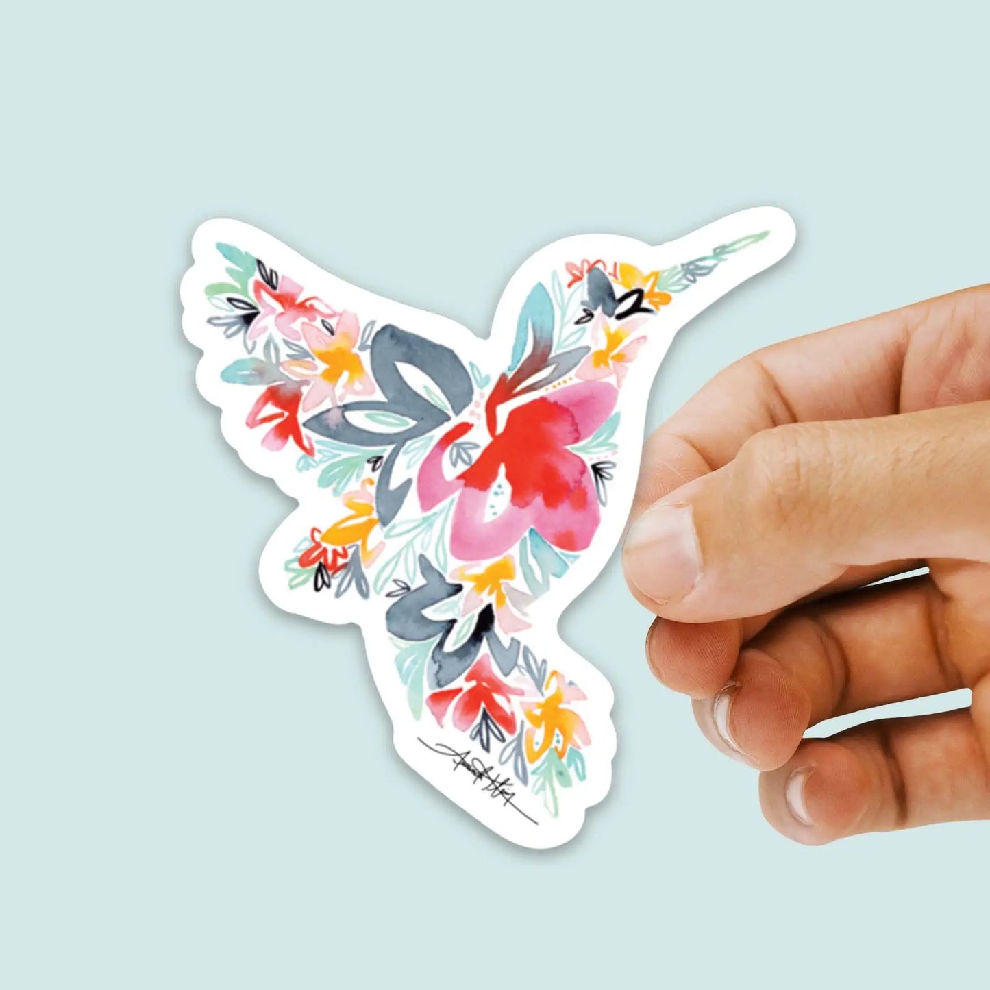 FLORAL BOHO HUMMINGBIRD Vinyl Sticker
