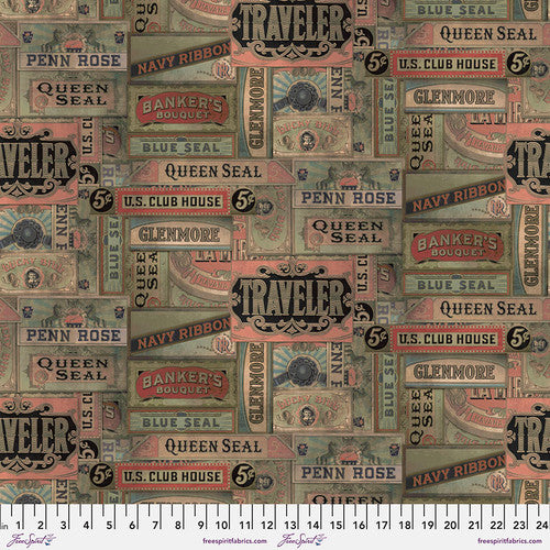 Tim Holtz CANVAS - Cigar Box - by Free Spirit Fabrics- 100% Cotton, Toad Hollow Fabrics