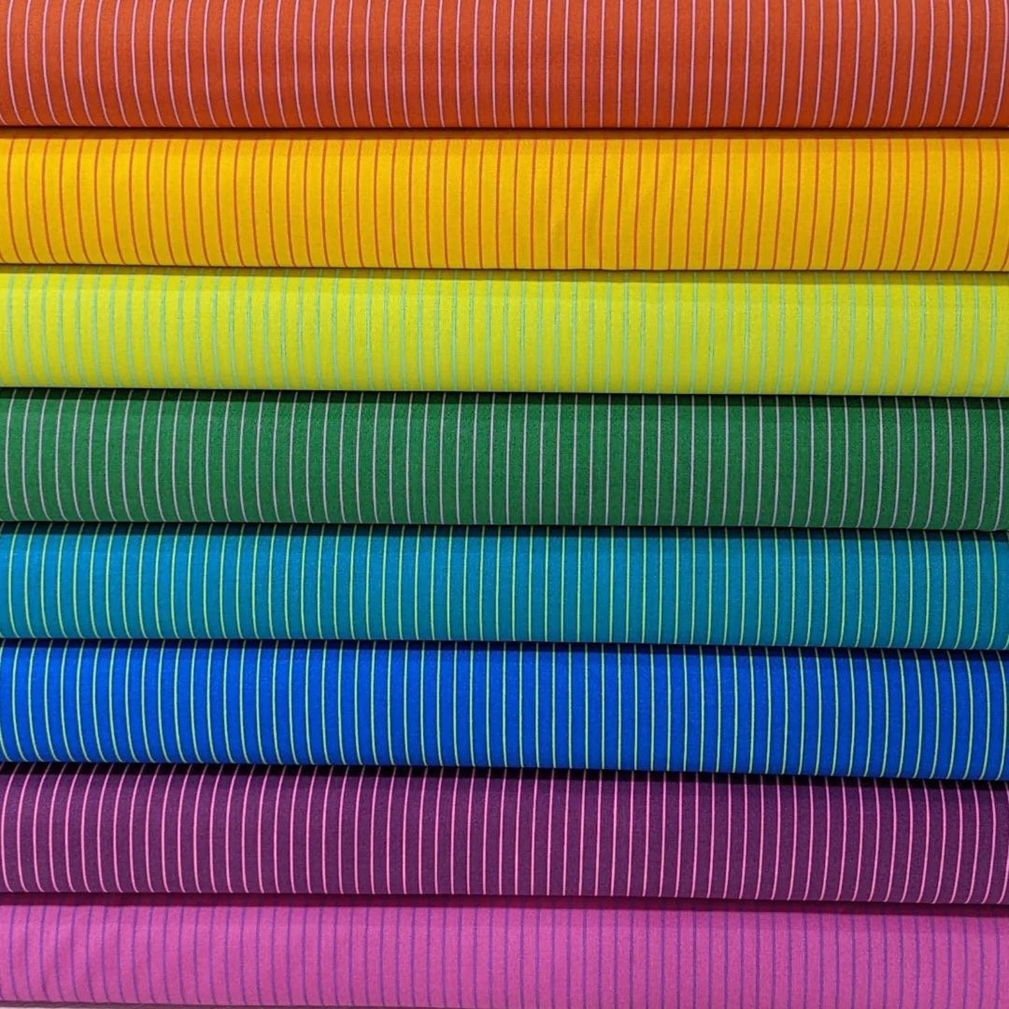 TULA PINK TINY STRIPES ONE YARD BUNDLE, 100% Cotton, Toad Hollow Fabrics