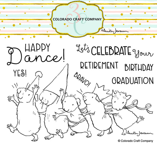 ANITA JERAM CONGA LINE rubber stamp set, Colorado Craft Company, The Olde Curiosity Shoppe