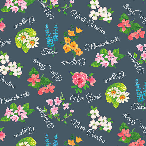 STATE FLOWERS - Stateside Collection from Color Pop Studios, Blank Fabrics, 100% Cotton, Toad Hollow Fabrics