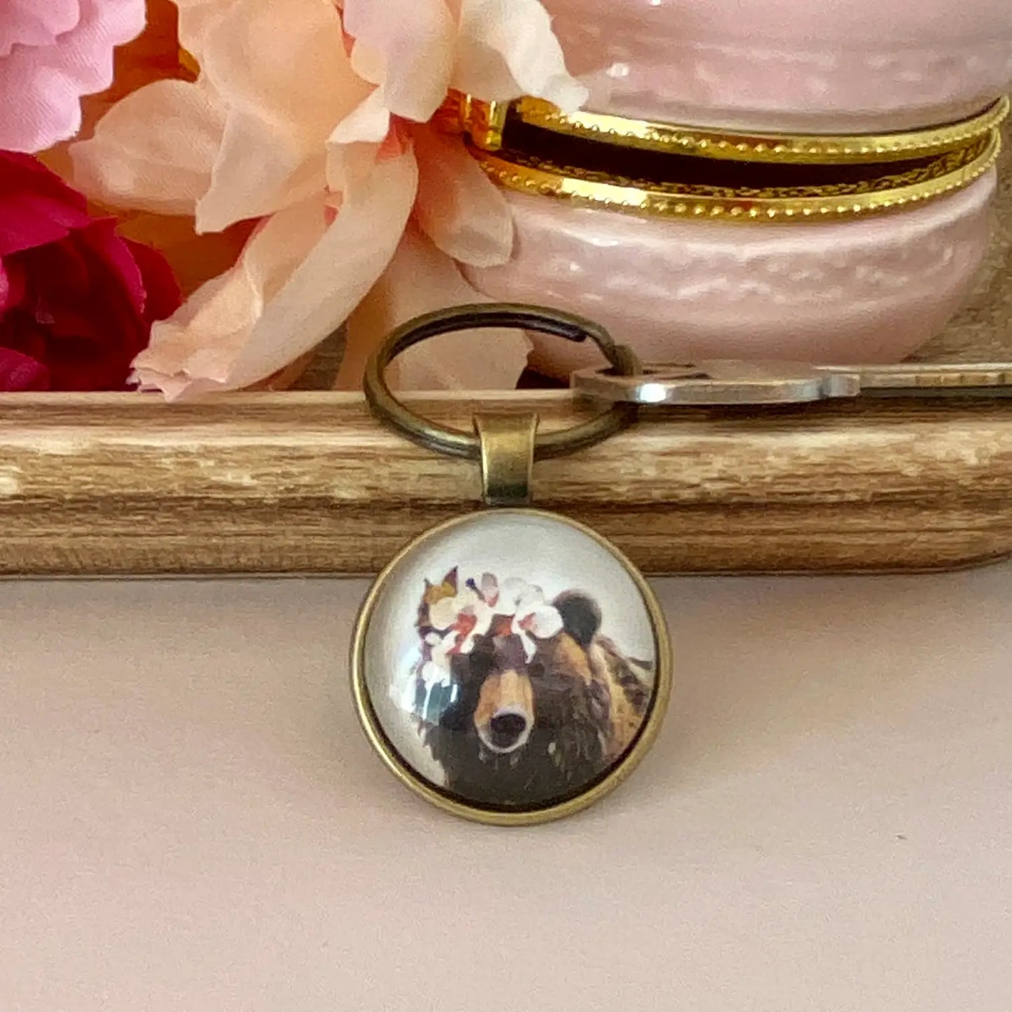 Bronze Plated BEAR KEYCHAIN