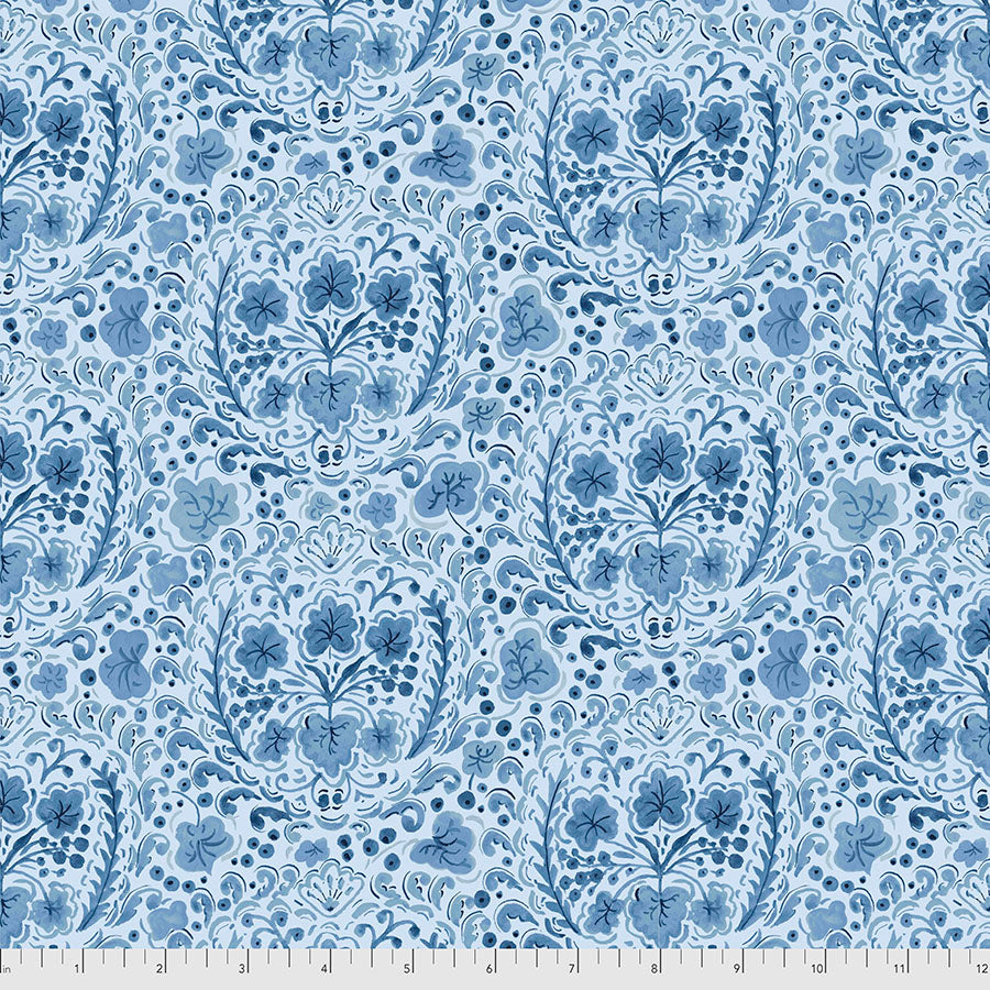 MEDALLION - BLUE from the LADYBIRD Collection by Dena Designs, 100% Cotton, Toad Hollow Fabrics