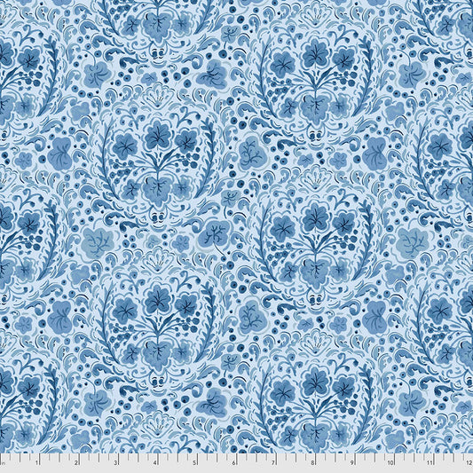 MEDALLION - BLUE from the LADYBIRD Collection by Dena Designs, 100% Cotton, Toad Hollow Fabrics