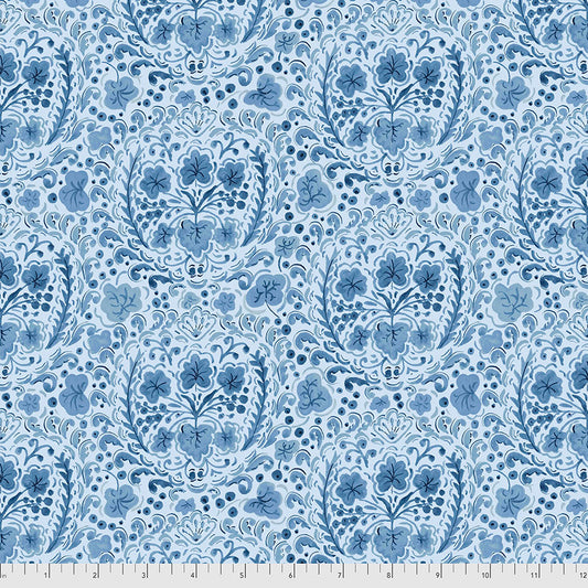 MEDALLION - BLUE from the LADYBIRD Collection by Dena Designs, 100% Cotton, Toad Hollow Fabrics