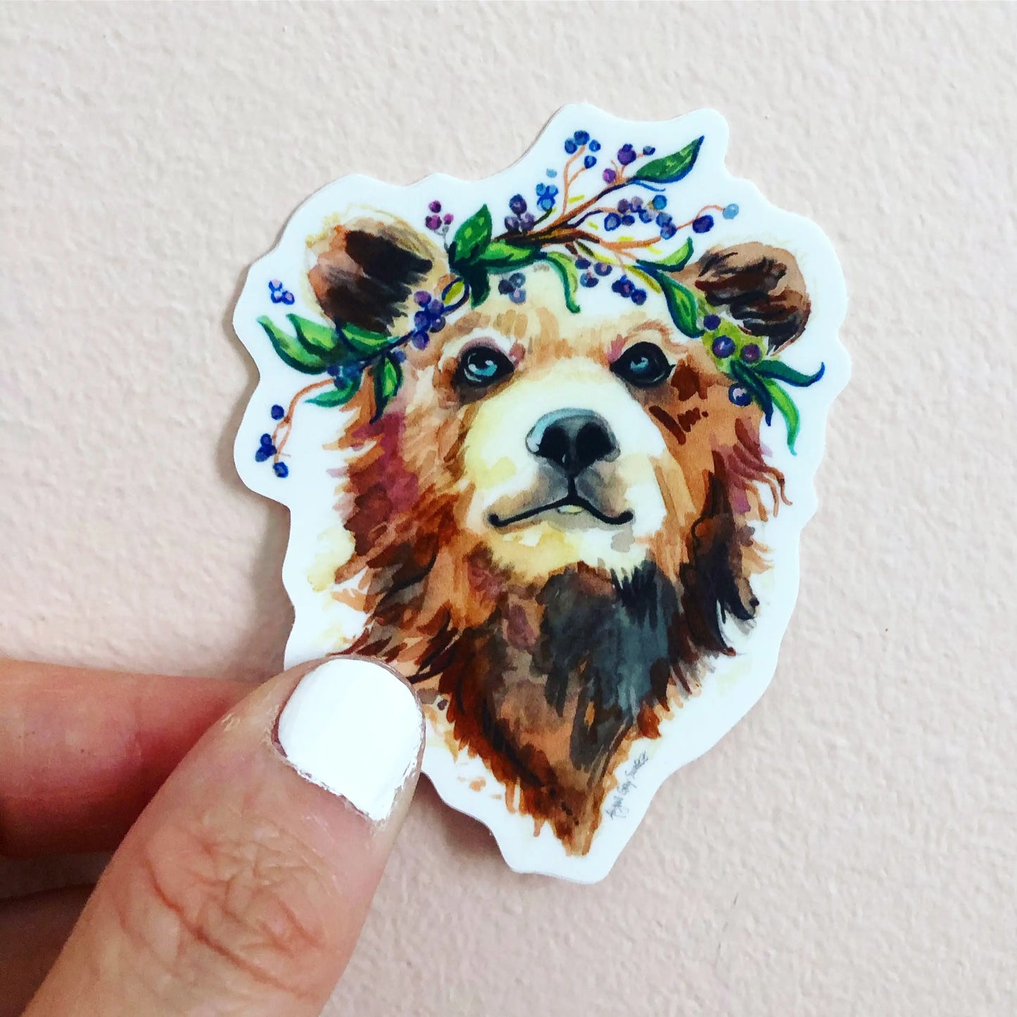 BEAR IN BLUEBERRIES Vinyl Sticker