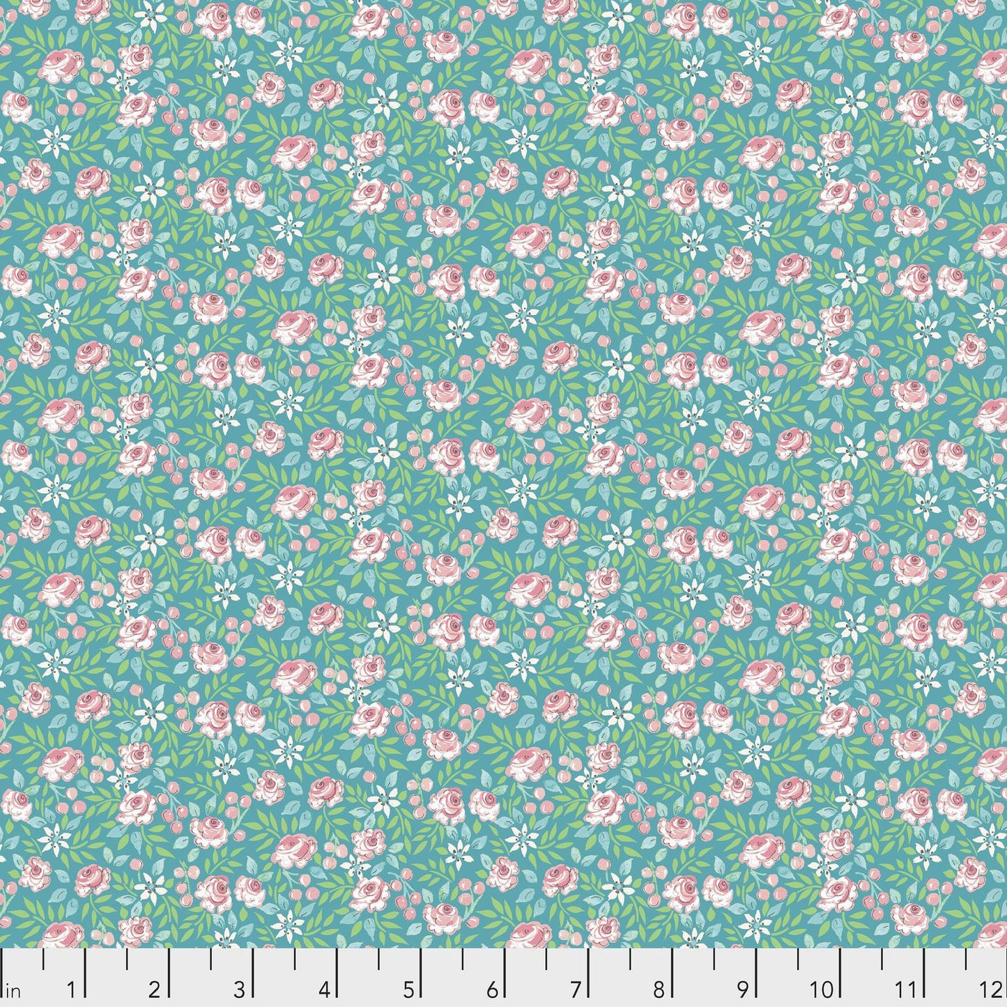 CANBERRA ROSE AQUA - from Adelaide Grove by Dena Designs - by Free Spirit Fabrics- 100% Cotton, Toad Hollow Fabrics