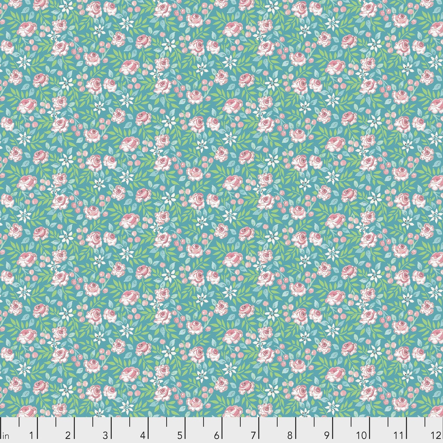 CANBERRA ROSE AQUA - from Adelaide Grove by Dena Designs - by Free Spirit Fabrics- 100% Cotton, Toad Hollow Fabrics