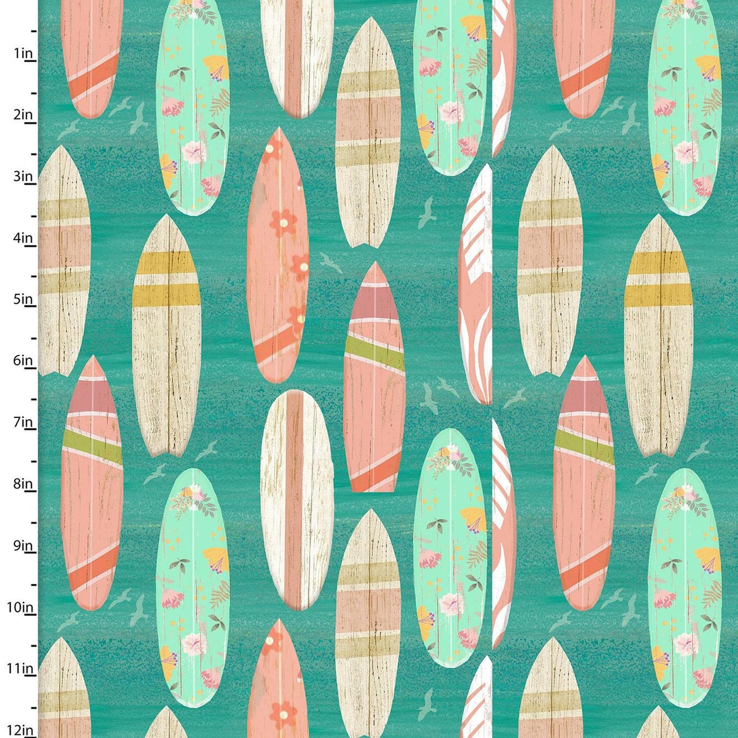 BEACH TRAVEL, Beach Surf Boards, 3 Wishes Fabric, 100% Cotton, Toad Hollow Fabrics