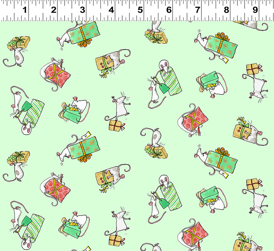 PRESENTS in Light Mint from the Just What I Wanted Fabric Line, Toad Hollow Fabrics
