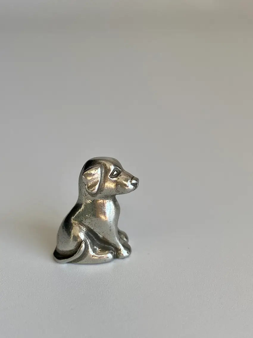 DOG NETSUKE IN SOLID PEWTER