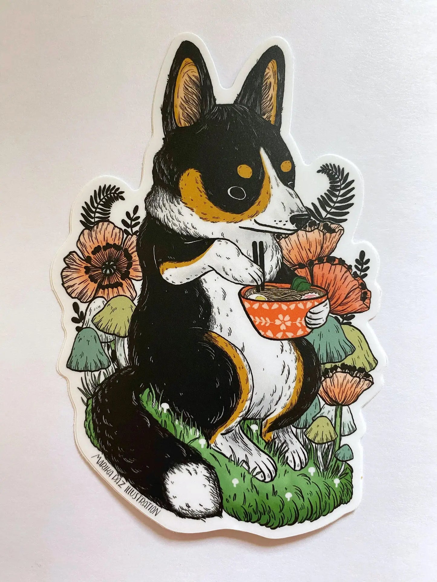 CORGI RAMEN Vinyl Sticker
