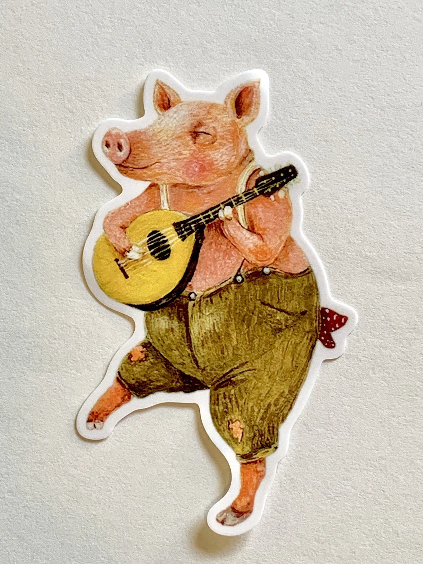 CLARENCE THE PIG vinyl sticker, Jahna Vashti artist, The Olde Curiosity Shoppe