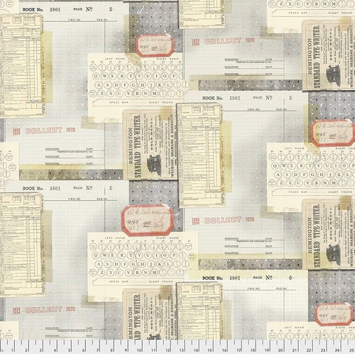 TYPEWRITER - from Tim Holtz Eclectic Elements line - by Free Spirit Fabrics- 100% Cotton, Toad Hollow Fabrics