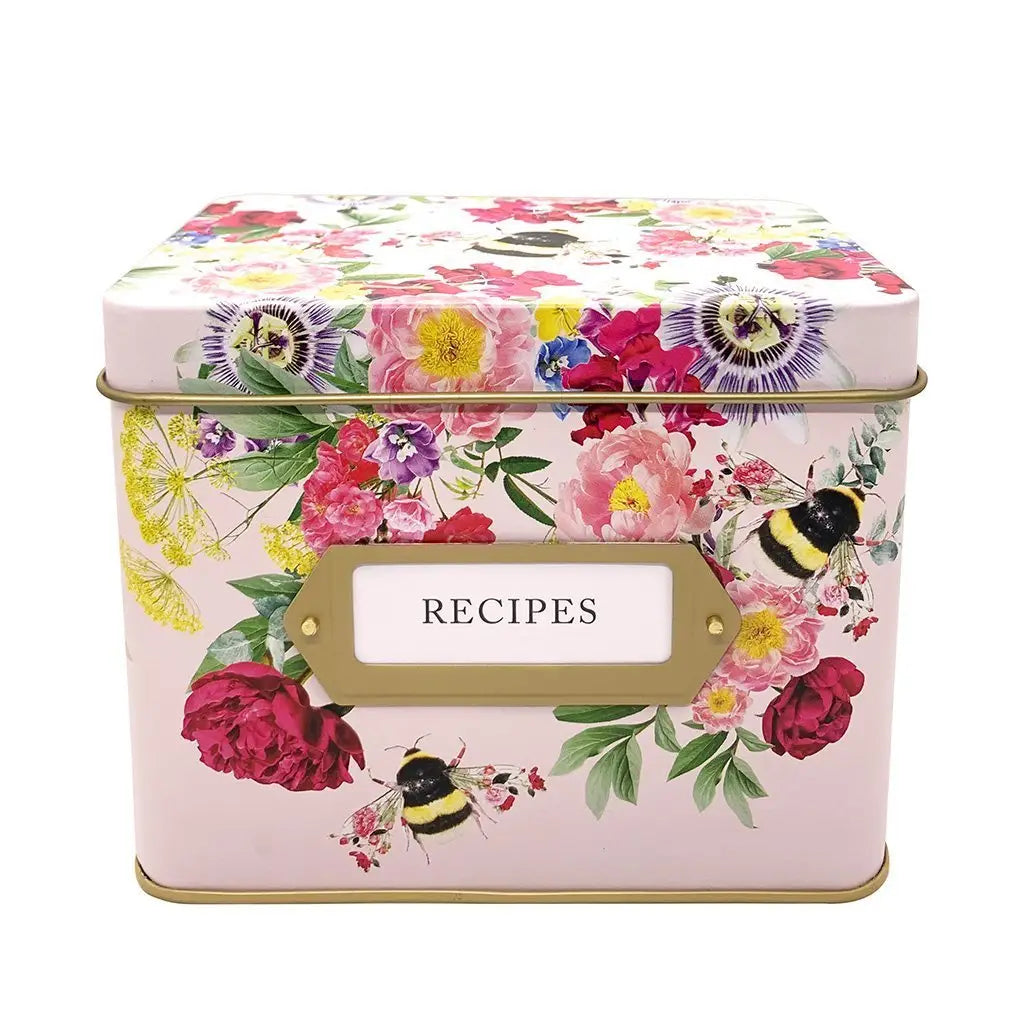 BEE Recipe Tin with 50 Recipe Cards & 12 Dividers