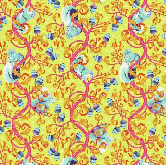 OH NUTS - Glow from TINY BEASTS COLLECTION by Tula Pink, 100% Cotton, By The Half Yard, Toad Hollow Fabrics