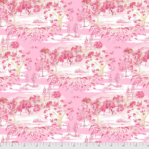 TOILE LANDSCAPE - PINK from the LADYBIRD Collection by Dena Designs, 100% Cotton, Toad Hollow Fabrics