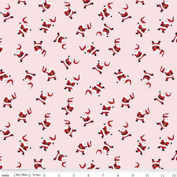 SANTA CLAUS LANE DANCING SANTA PINK - from Riley Blake Designs, Toad Hollow Fabrics