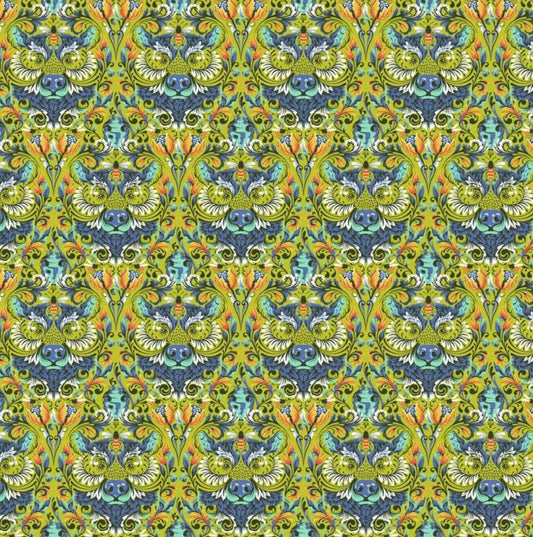 BEAR WITH ME - Glow from TINY BEASTS COLLECTION by Tula Pink, 100% Cotton, By The Half Yard, Toad Hollow Fabrics