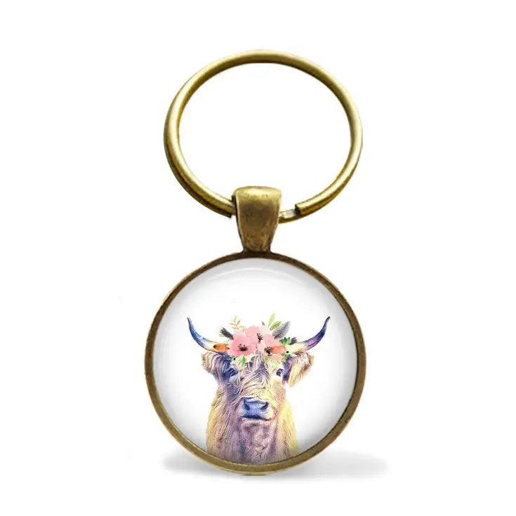 Bronze Plated HIGHLAND COW KEYCHAIN