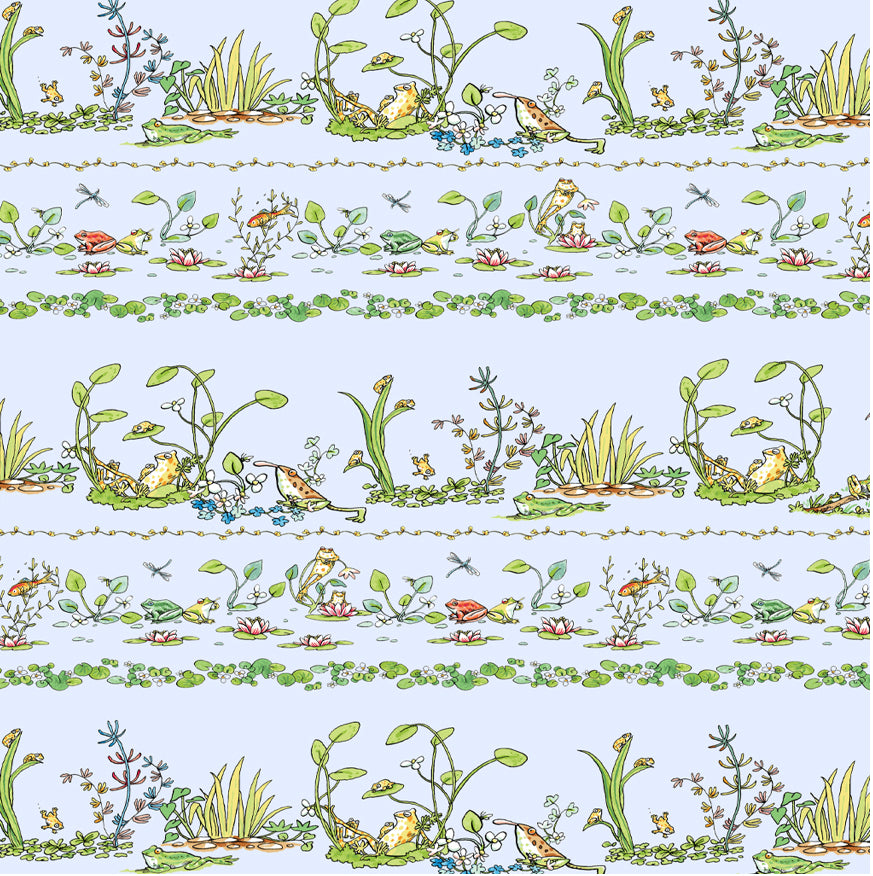 LEAP FROG - Pictorial Stripe Blue - by Anita Jeram
