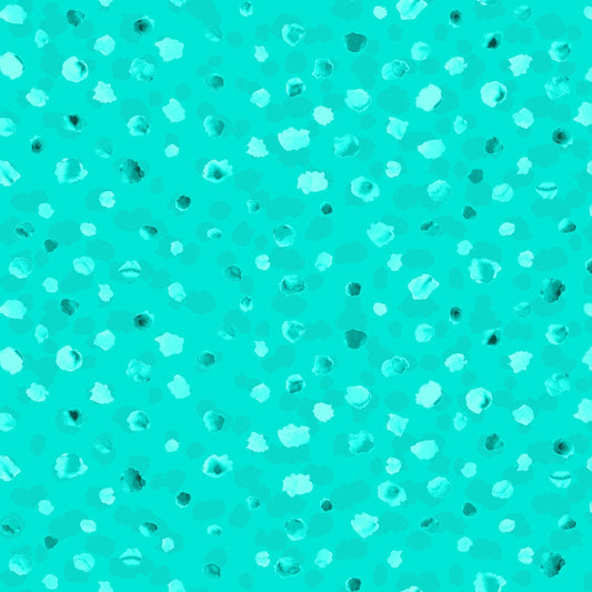 DOTS Dark Aqua - ART CLUB by Anita Jarem, 100% Cotton, Toad Hollow Fabrics
