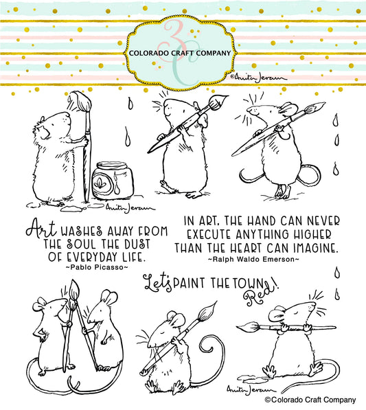 ANITA JERAM PAINT TOWN rubber stamp set, Colorado Craft Company, The Olde Curiosity Shoppe