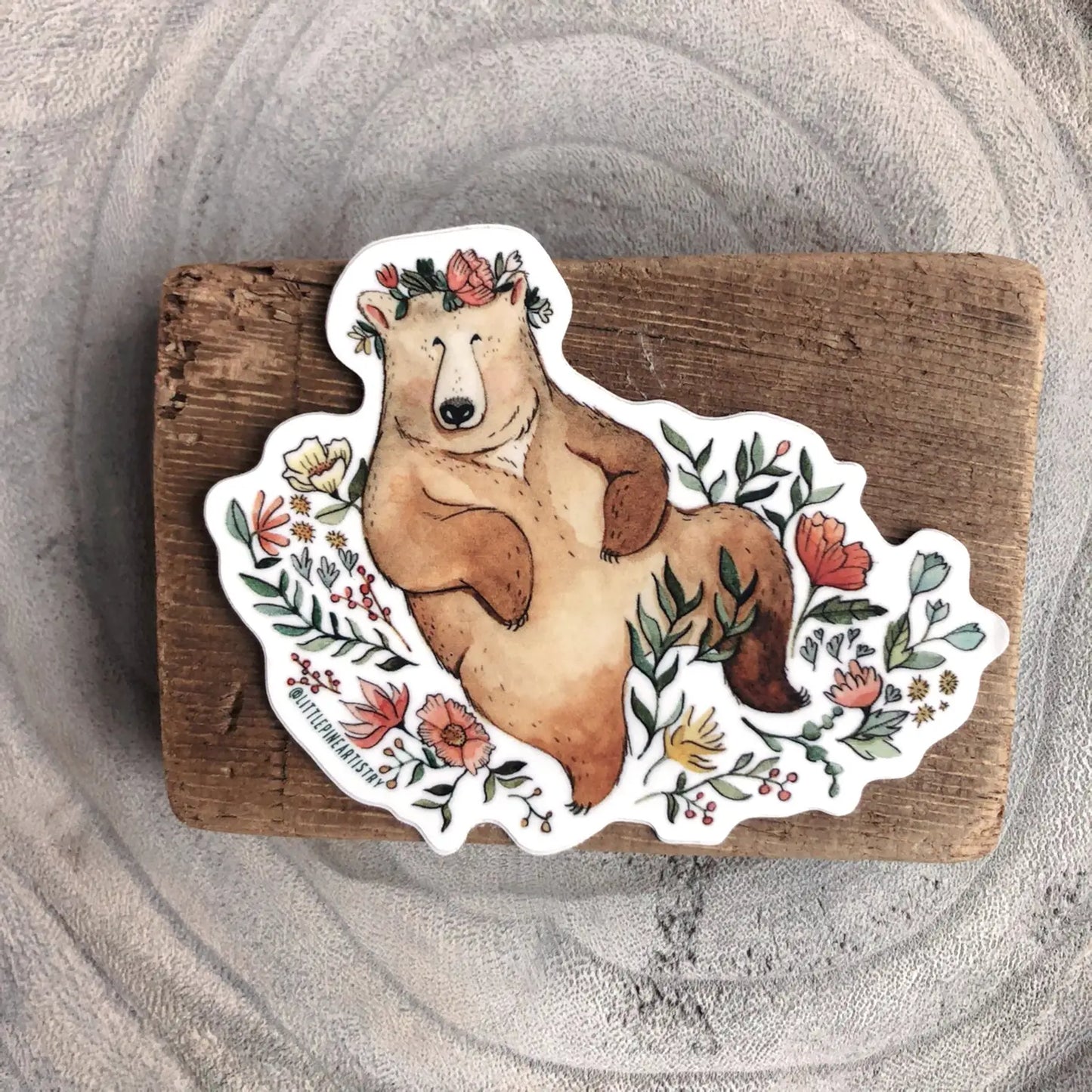 BLOSSOM BEAR vinyl sticker from Little Pine Artistry