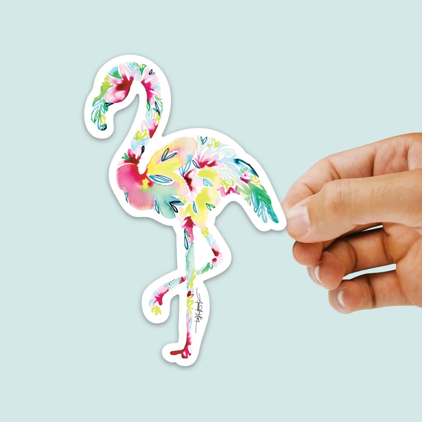 FLORAL BOHO FLAMINGO Vinyl Sticker