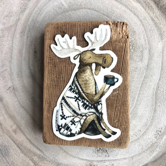 COZY MOOSE vinyl sticker from Little Pine Artistry