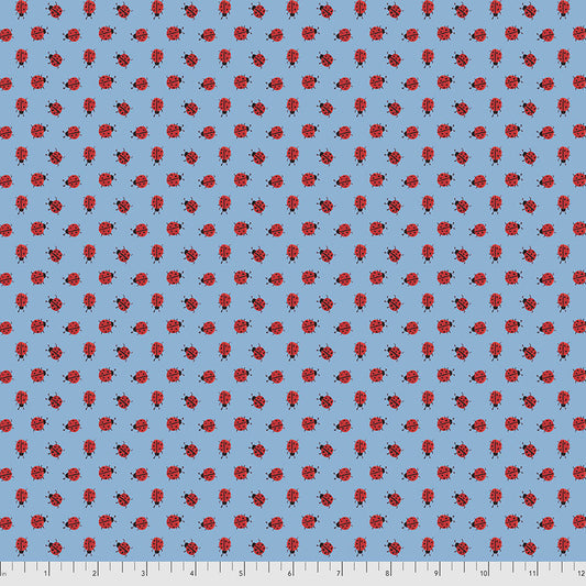 LADYBUG DOT - BLUE from the LADYBIRD Collection by Dena Designs, 100% Cotton, Toad Hollow Fabrics