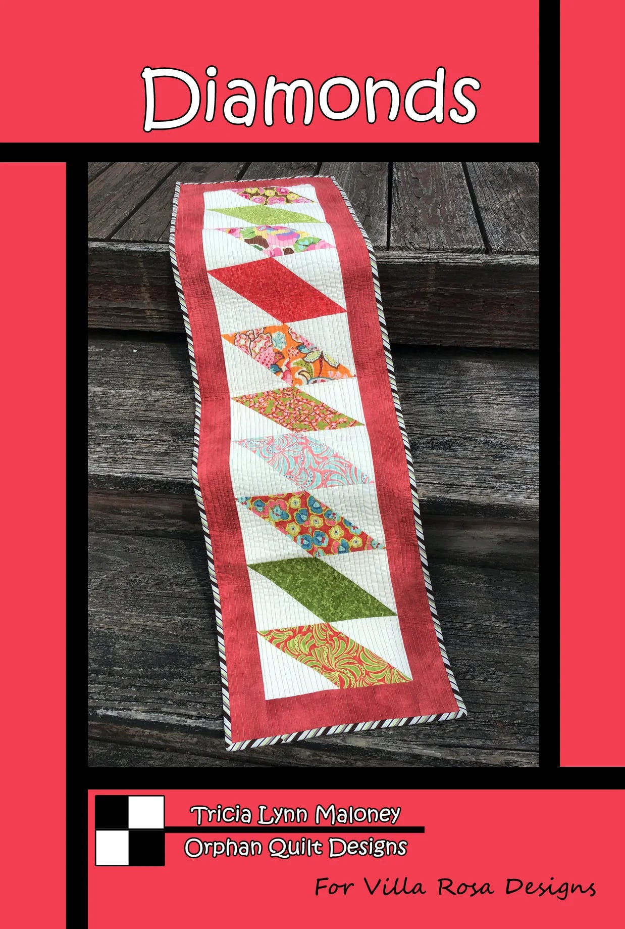 DIAMONDS TABLE RUNNER PATTERN from Villa Rosa Designs, Toad Hollow Fabrics
