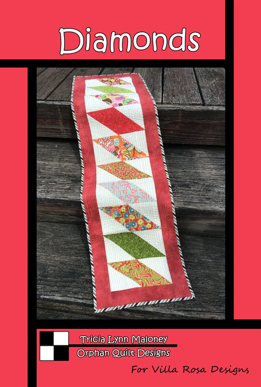 DIAMONDS TABLE RUNNER PATTERN from Villa Rosa Designs, Toad Hollow Fabrics