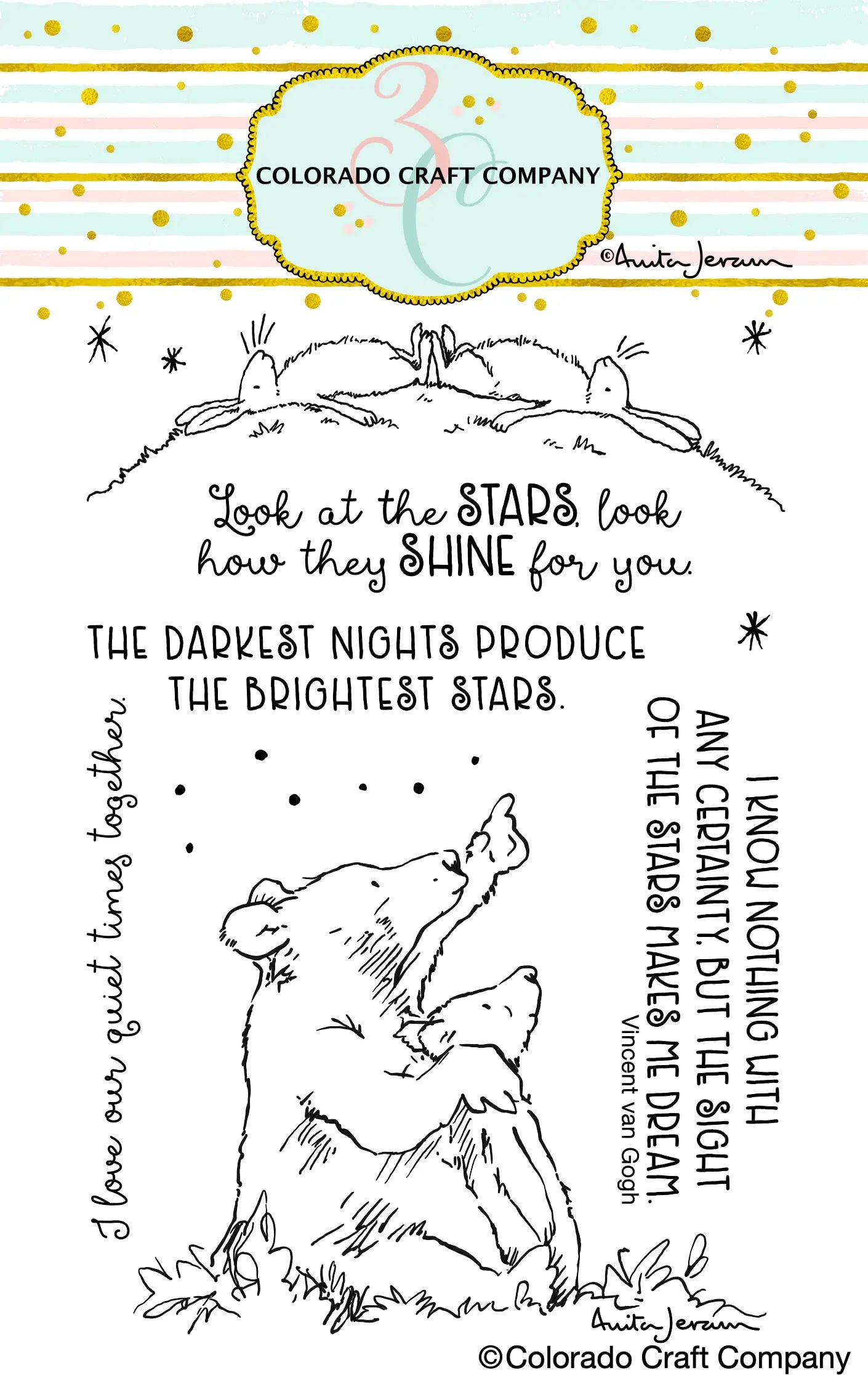 ANITA JERAM STARGAZERS rubber stamp set, Colorado Craft Company, The Olde Curiosity Shoppe