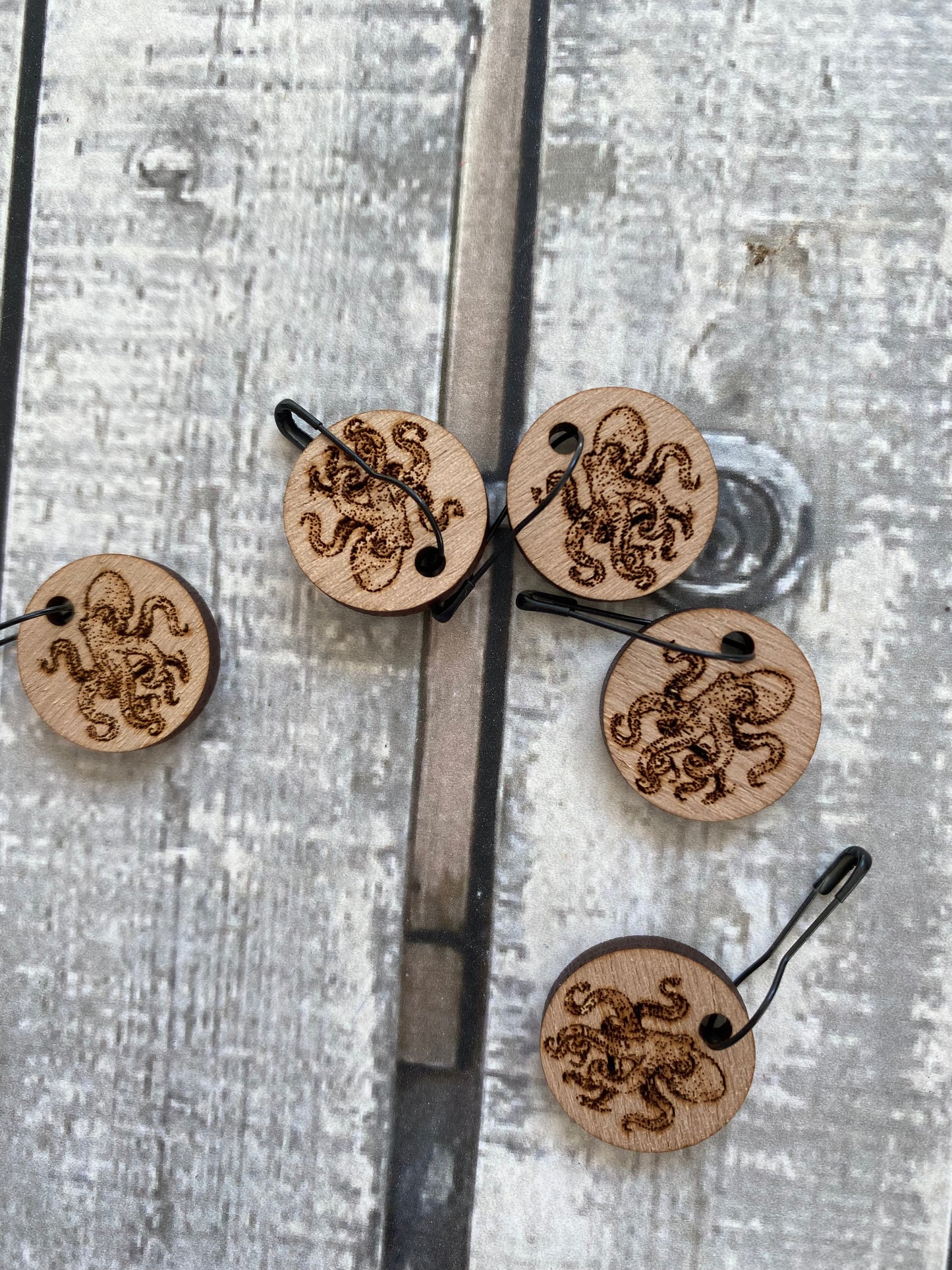 WOODEN STITCH MARKERS/PROGRESS KEEPERS from Dog Star Knits, The Olde Curiosity Shoppe, Toad Hollow Paper