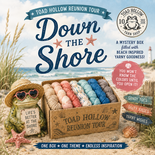 DOWN THE SHORE - July Toad Hollow Reunion Tour Yarn Club, Hand Dyed Superwash Merino Yarn,Toad Hollow Yarns