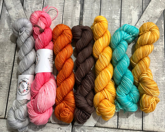 50 gram skeins - Hand Dyed Yarn, Toad Hollow yarns