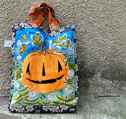 TRICK OR TREAT BAGS, Halloween bags,Tote Bags Knitting Bag, Project Bag