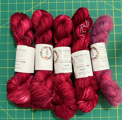 RED - Hand Dyed Yarn, Toad Hollow yarns