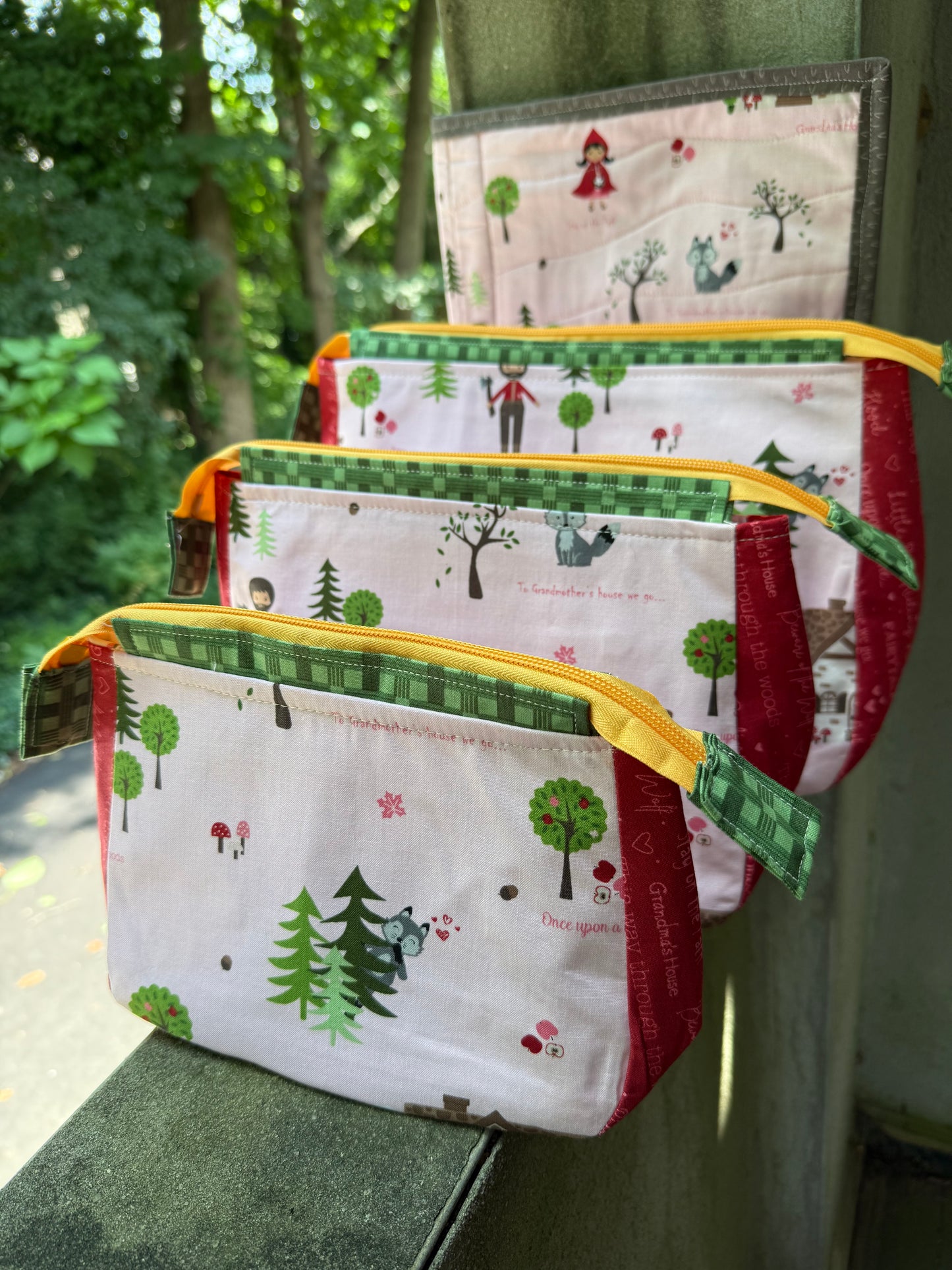 PINK RED RIDING HOOD Project Bags - Main Print - Toad Hollow Bags