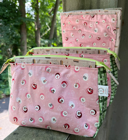 PINK CIRCLES RED RIDING HOOD Project Bags - Toad Hollow Bags