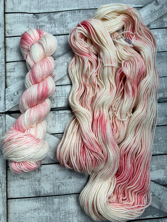 PINK CANDY CANES from the 2023 Christmas Collection, Hand Dyed Superwash Merino Yarn,Toad Hollow Yarns